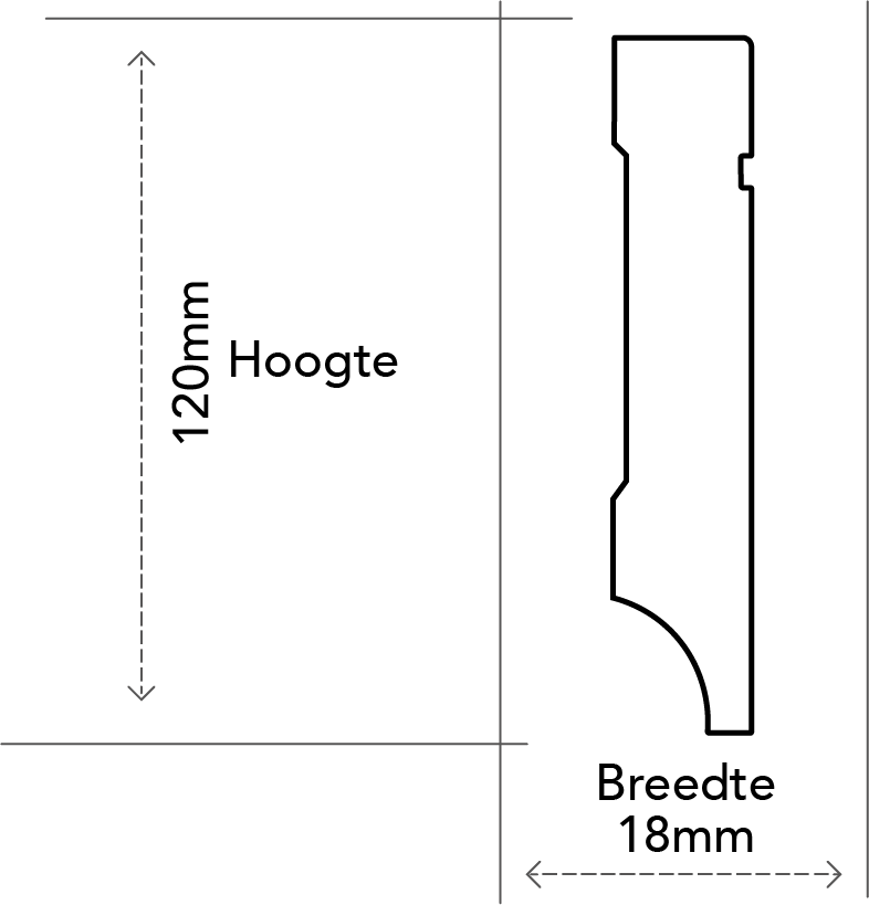 MDF Tijdloze Plint 120x18 RAL 9010 Zuiver Wit 16097