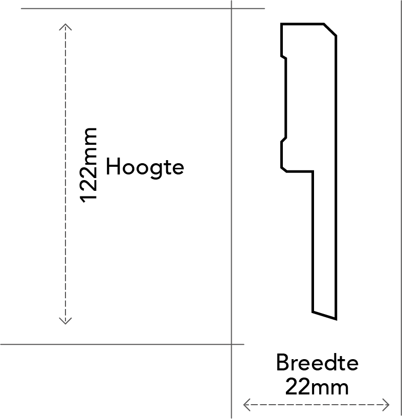 MDF Renovatieplint Klassiek 120x22 RAL 9010 Zuiver Wit 16024